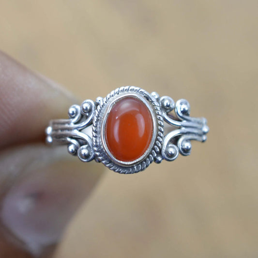 Red Carnelian 925 Sterling Silver Ring