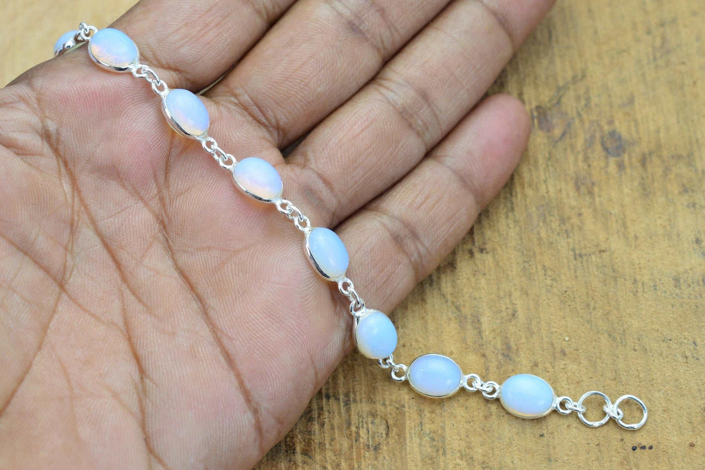 Milky Opalite 925 Sterling Silver Opalite Jewelry Adjustable Bracelet