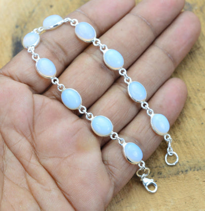 Milky Opalite 925 Sterling Silver Opalite Jewelry Adjustable Bracelet