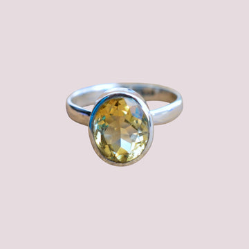 Yellow Citrine 925 Sterling Silver Natural Gemstone Ring