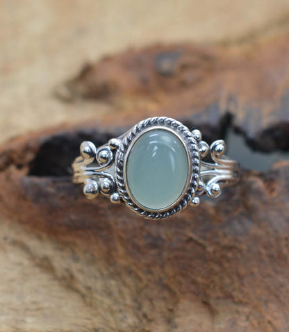 Aqua Chalcedony 925 Sterling Silver Ring