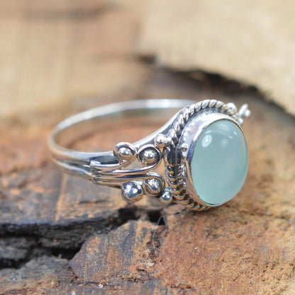 Aqua Chalcedony 925 Sterling Silver Ring