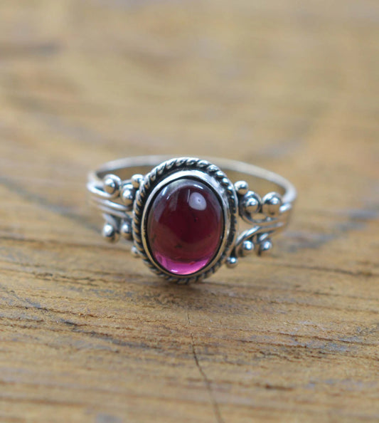 Red Garnet 925 Sterling Silver Ring