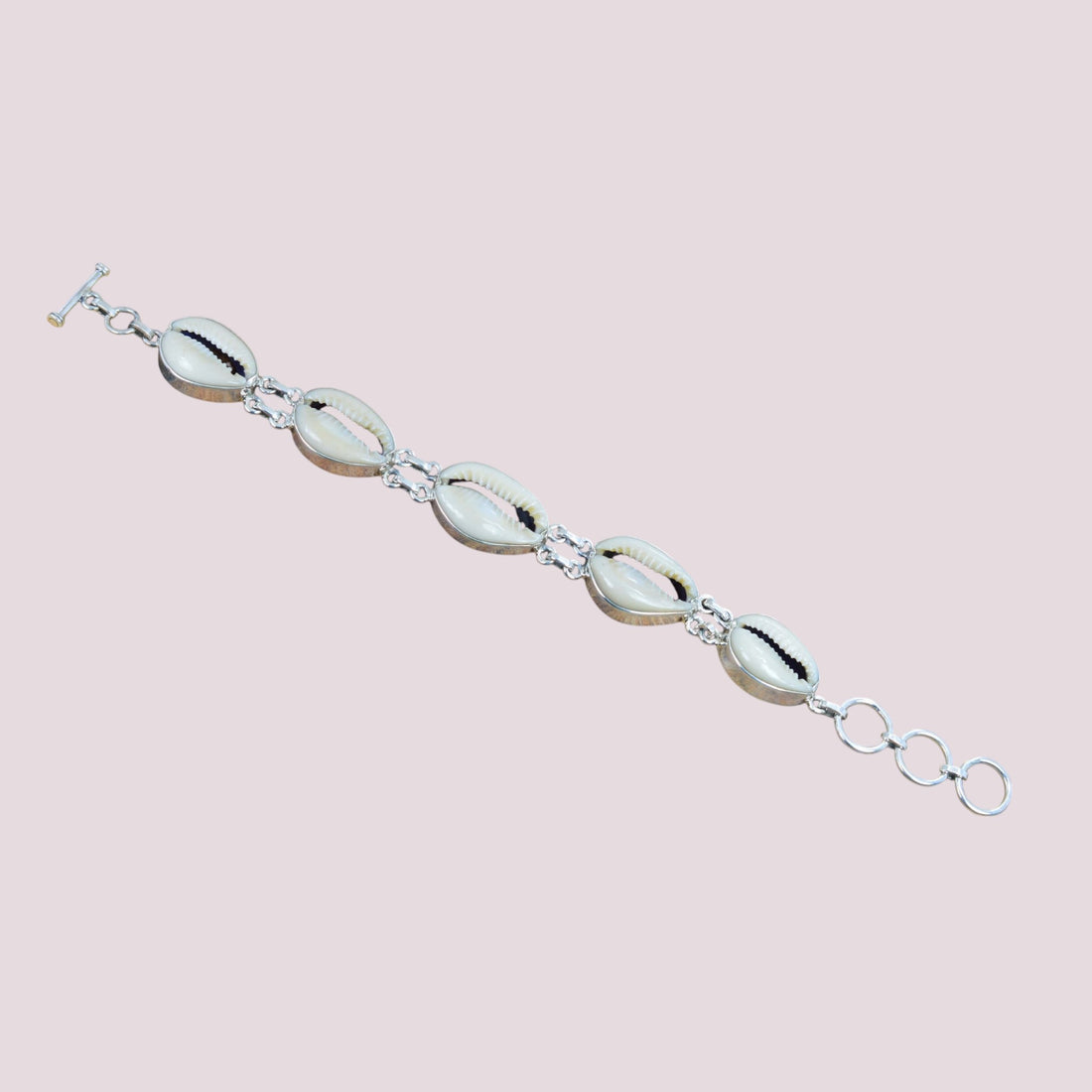 Cowrie Shell 925 Sterling Silver Gemstone Bracelet ~ 5 Stone Jewelry