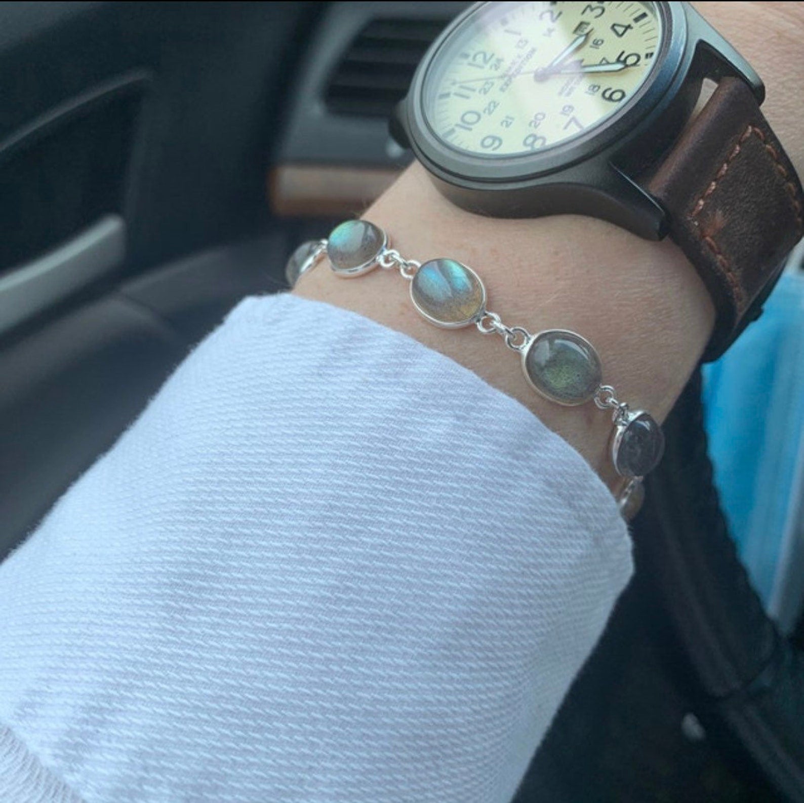 925 Sterling Silver Natural Gemstone Minimalist Bracelet