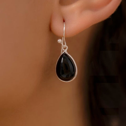 925 Sterling Silver Natural Pear Shape Gemstone Earring