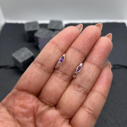 Purple Amethyst 925 Sterling Silver Hoop Earring