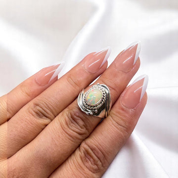 Ethiopian Opal 925 Sterling Silver Natural Ethiopian Opal Gemstone Jewelry Ring