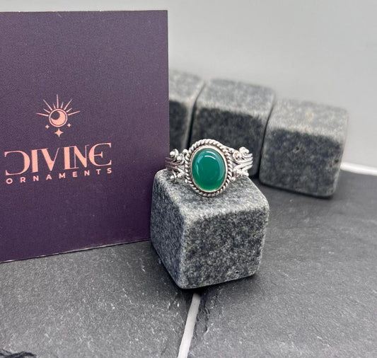 Green Onyx 925 Sterling Silver Ring