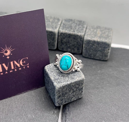 Blue Turquoise 925 Sterling Silver Ring