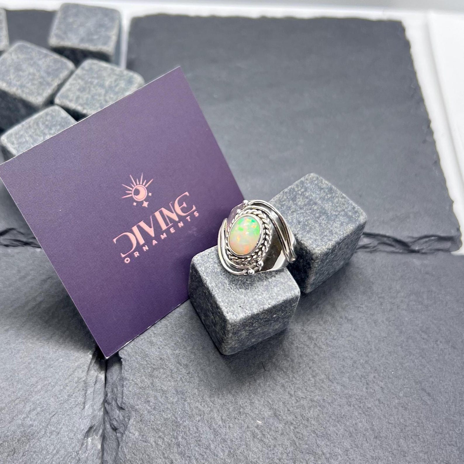 Ethiopian Opal 925 Sterling Silver Natural Ethiopian Opal Gemstone Jewelry Ring