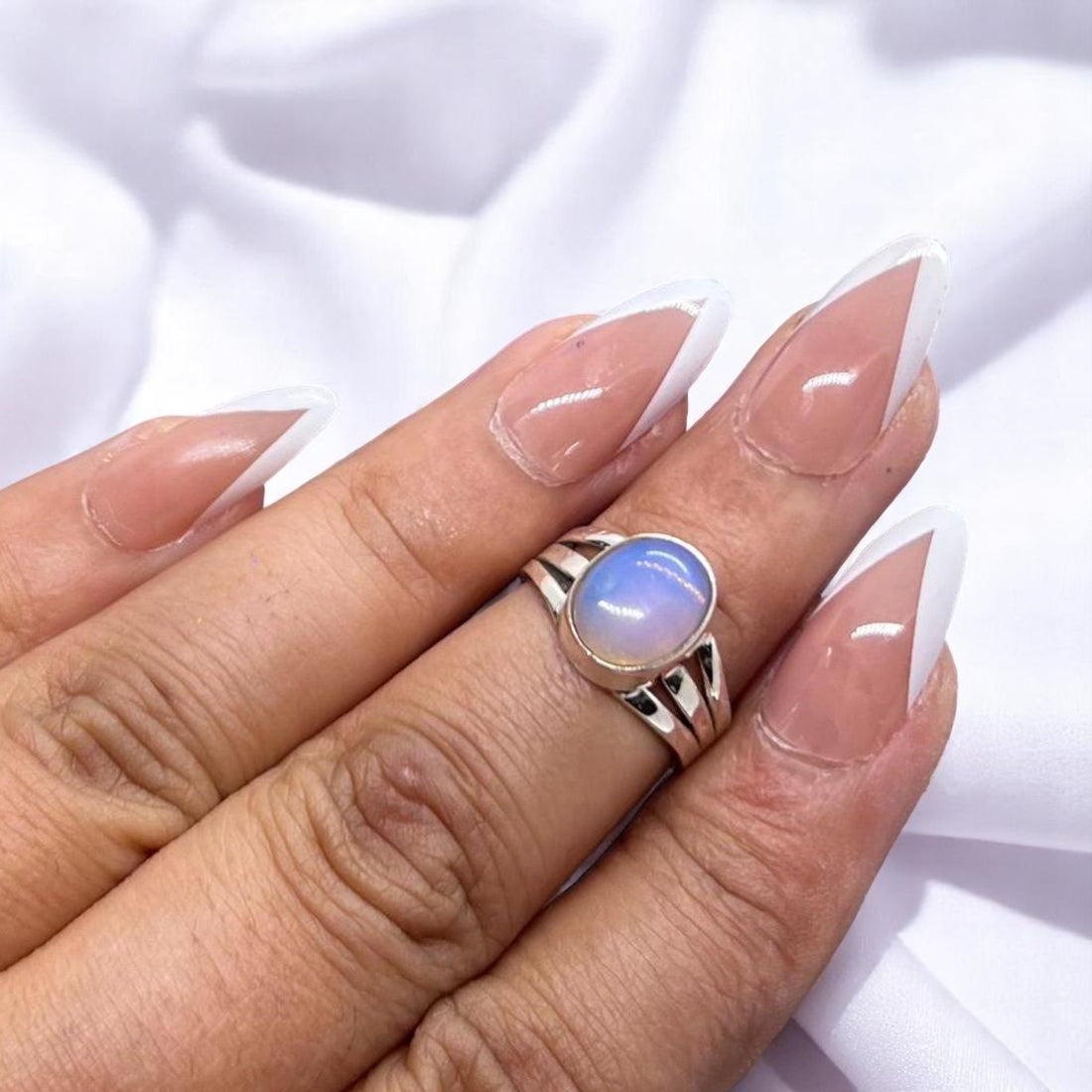 Milky Opalite 925 Sterling Silver Gemstone Ring