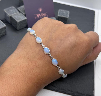 Milky Opalite 925 Sterling Silver Opalite Jewelry Adjustable Bracelet