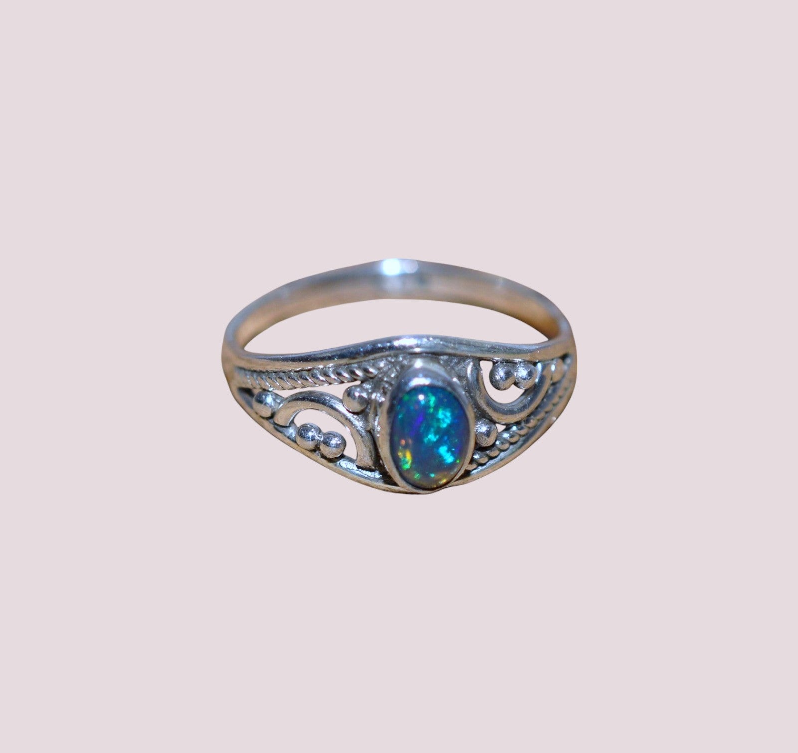 Black Ethiopian Opal 925 Sterling Silver Natural Gemstone Ring