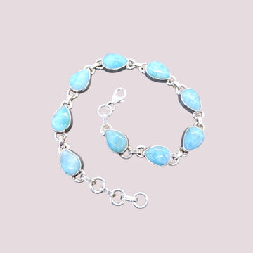 Larimar 925 Sterling Silver Natural Gemstone Adjustable Bracelet