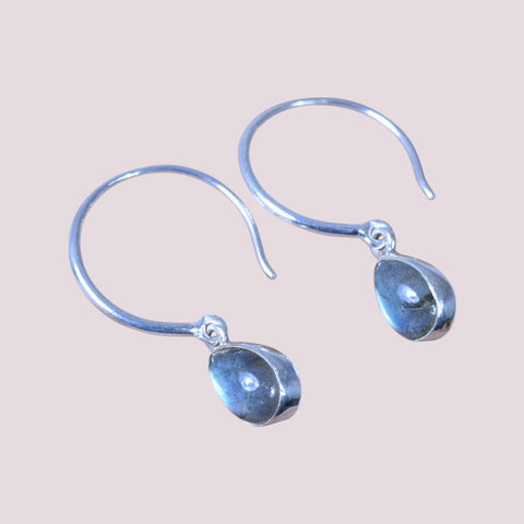 925 Sterling Silver Natural Gemstone Hoop Earring