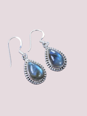 925 Sterling Silver Minimalist Natural Gemstone Hook Earring