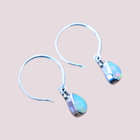 925 Sterling Silver Natural Gemstone Hoop Earring