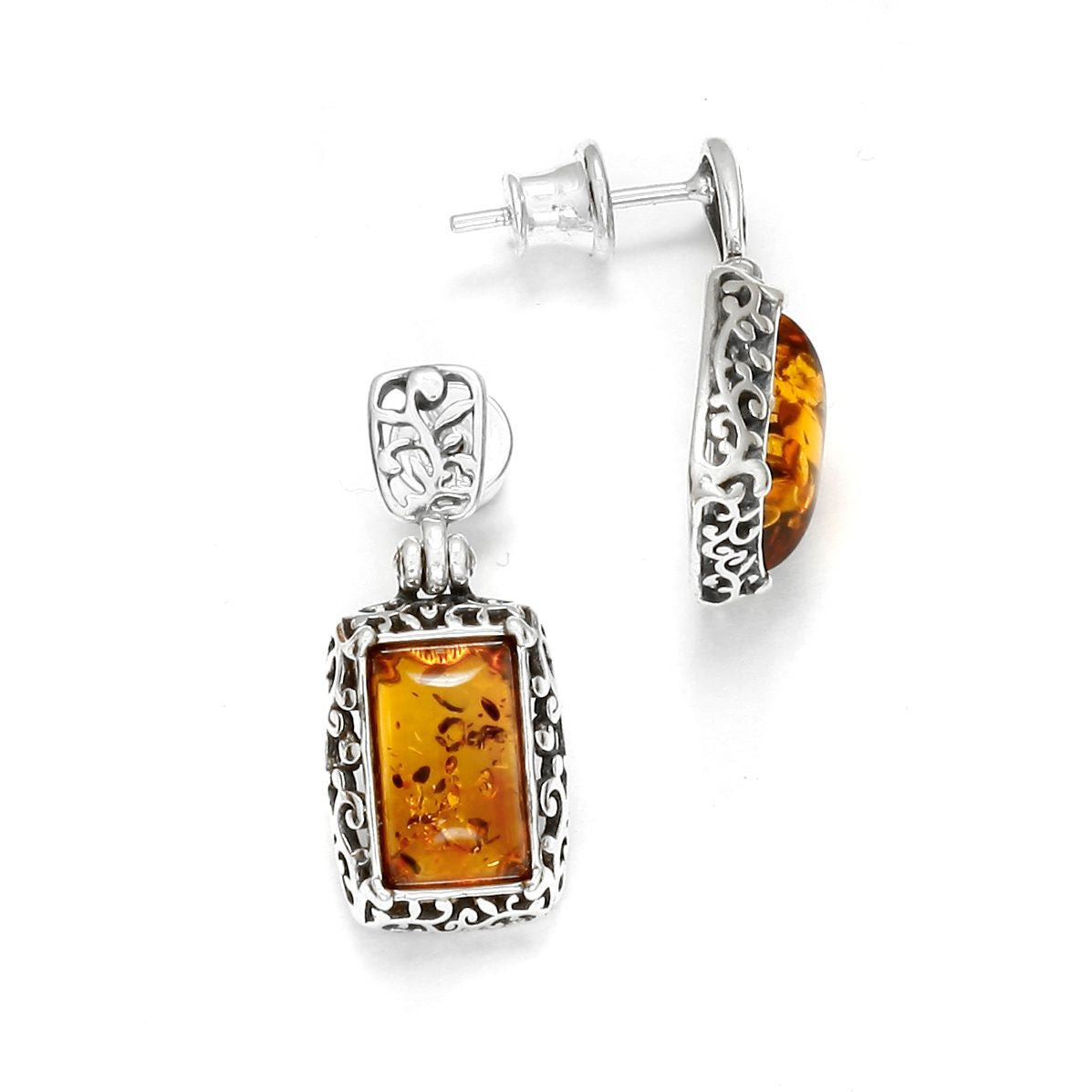 Baltic Amber Hook 925 Sterling Silver Stud