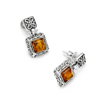 Baltic Amber Hook 925 Sterling Silver Stud