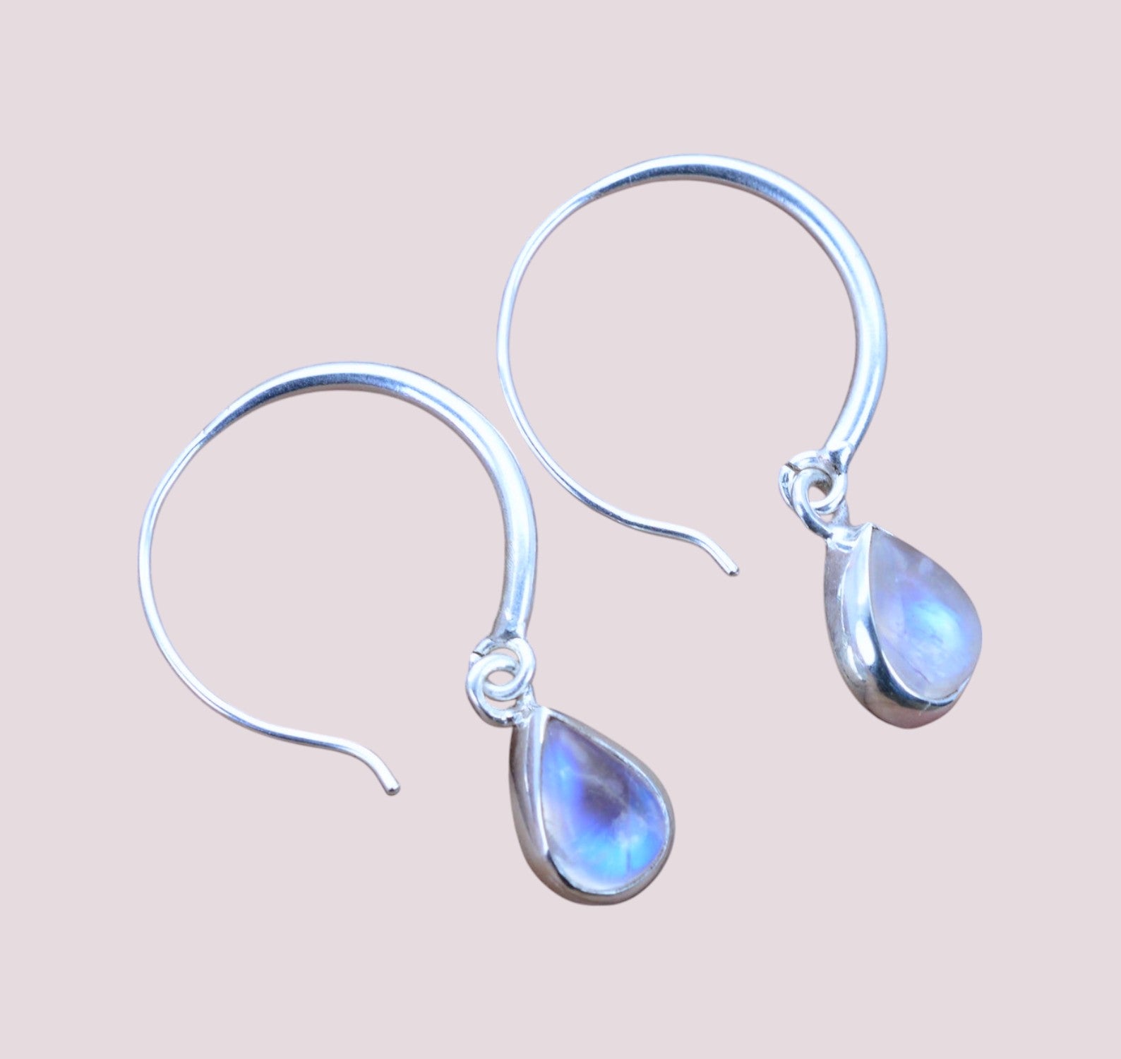 925 Sterling Silver Natural Gemstone Hoop Earring