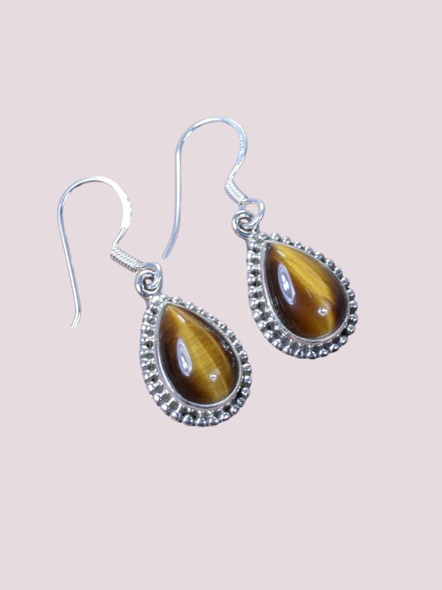 925 Sterling Silver Minimalist Natural Gemstone Hook Earring