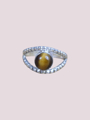 925 Sterling Silver Natural Gemstone Eye Ring