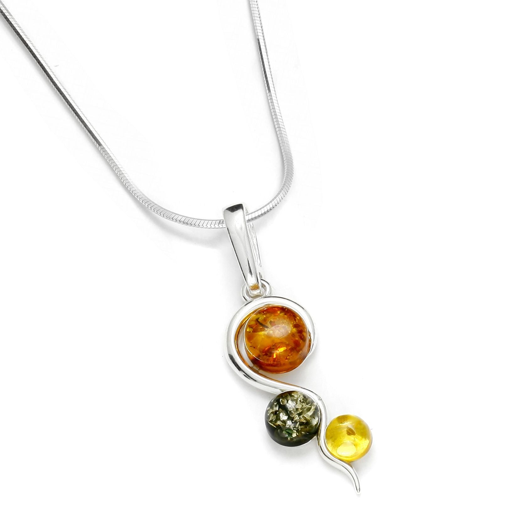 Multi Baltic Amber 925 Sterling Silver Natural Gemstone Pendant