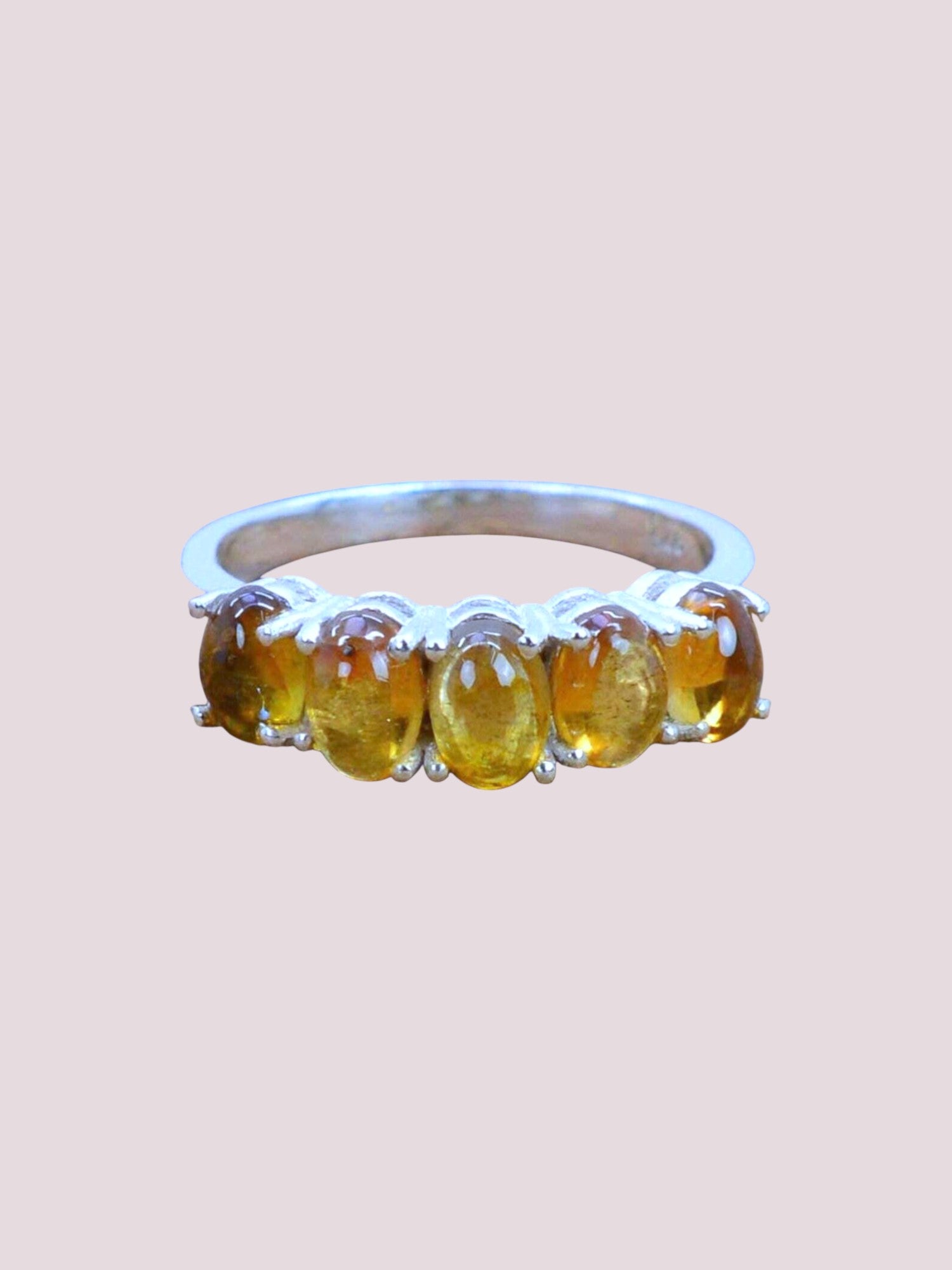 925 Sterling Silver Natural Gemstone 5-Stone Ring