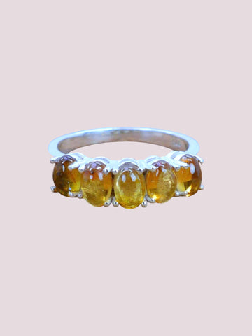 925 Sterling Silver Natural Gemstone 5-Stone Ring