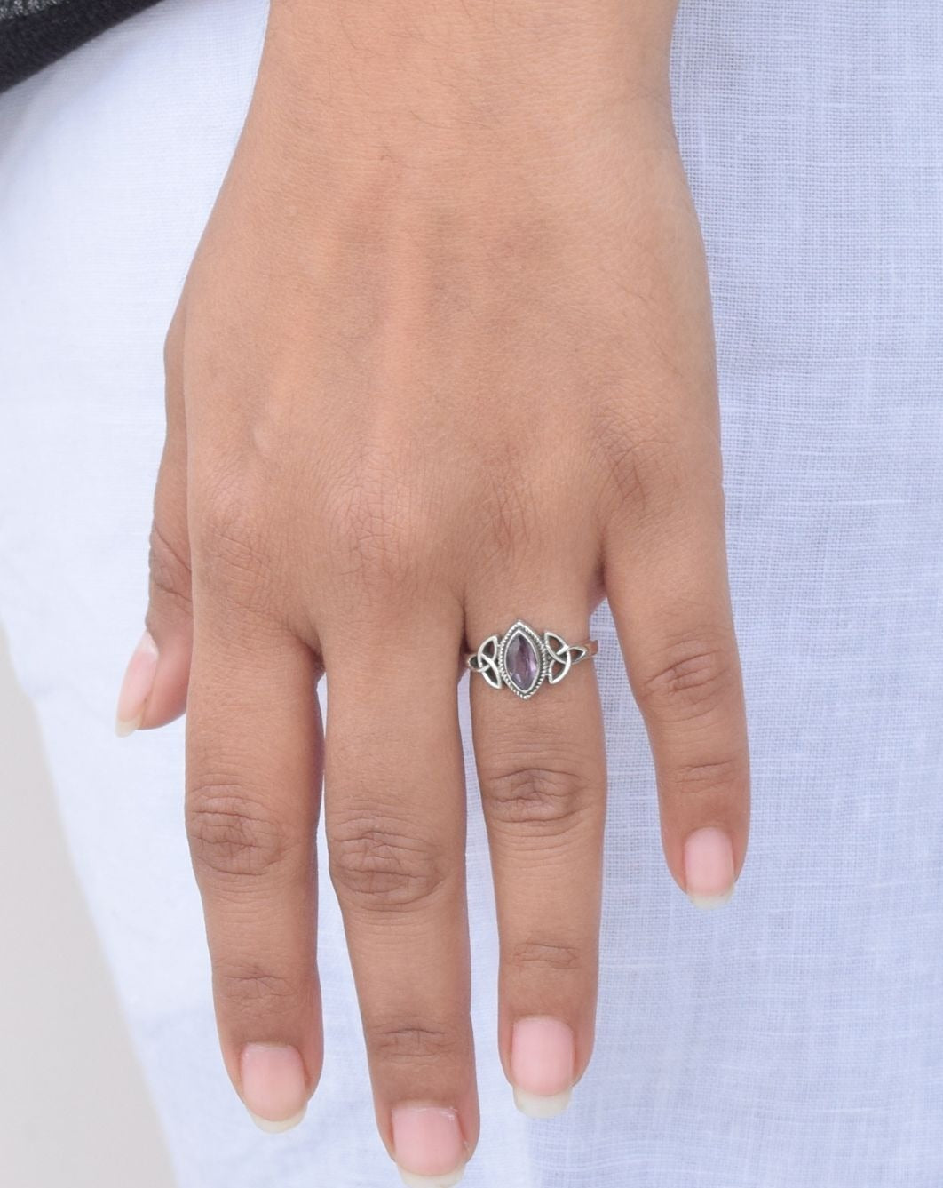 Cut Amethyst 925 Sterling Silver Gemstone Ring