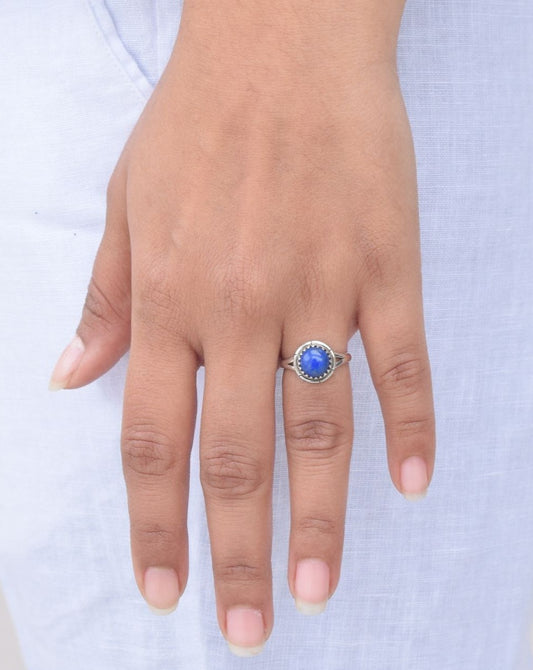 Blue Lapis Lazuli 925 Sterling Silver Gemstone Ring