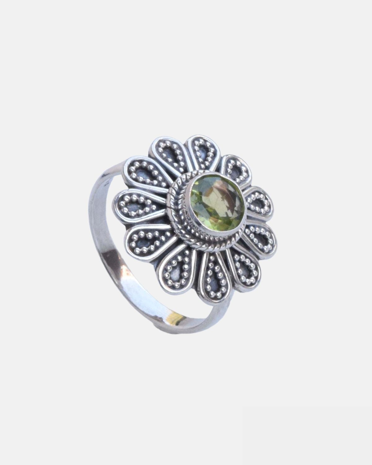 Green Peridot 925 Sterling Silver Natural Gemstone Ring
