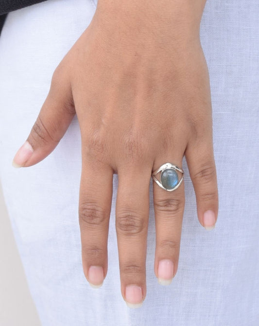 Labradorite 925 Sterling Silver Natural Gemstone Ring