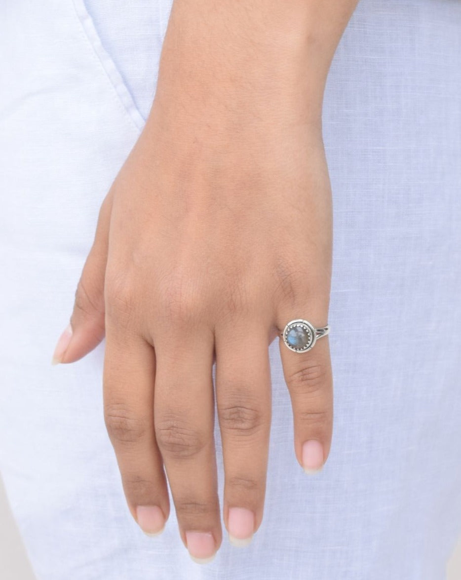 Labradorite 925 Sterling Silver Natural Gemstone Ring