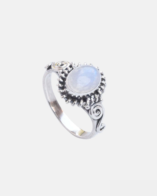 White Rainbow Moonstone 925 Sterling Silver Gemstone Ring