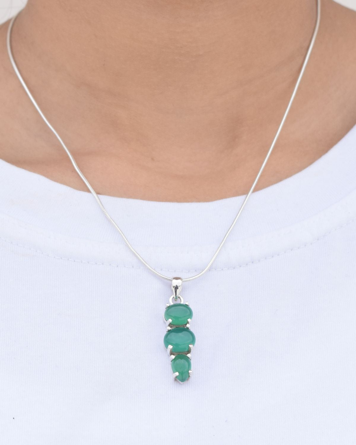 Green Onyx 925 Sterling Silver Gemstone Necklace