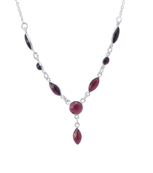 Red Garnet 925 Sterling Silver Gemstone Necklace
