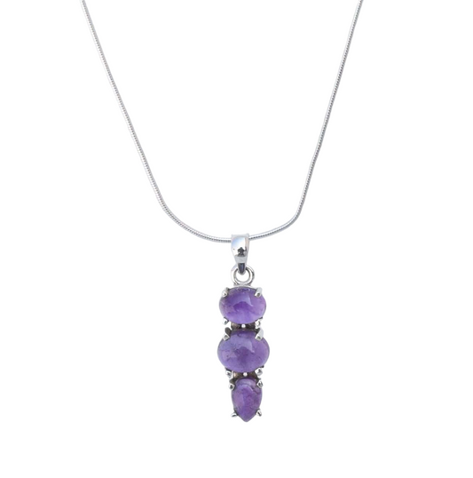 Purple Amethyst 925 Sterling Silver Gemstone Necklace