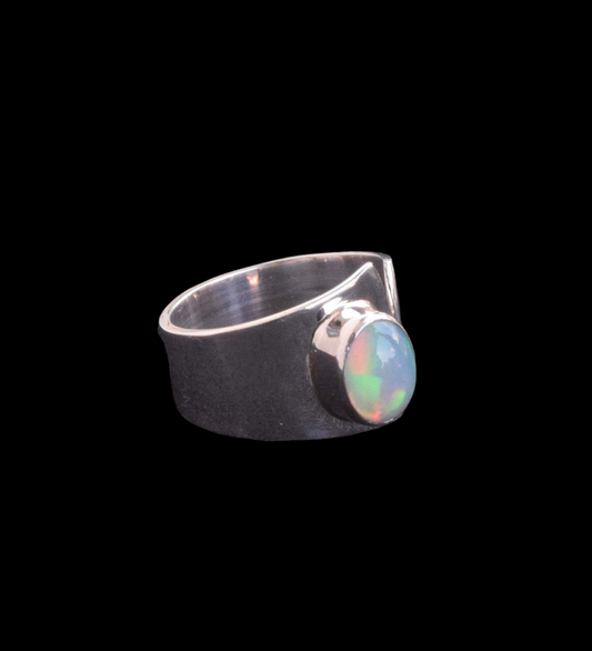 Ethiopian opal 925 Sterling Silver Natural Gemstone Ring