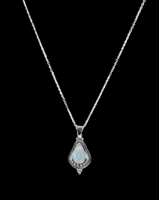 Ethiopian Opal 925 Sterling Silver Gemstone Necklace