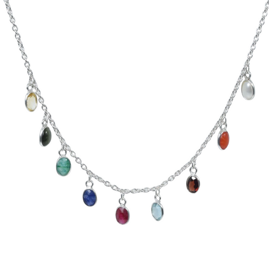 Chakara 925 Sterling Silver Gemstone Necklace