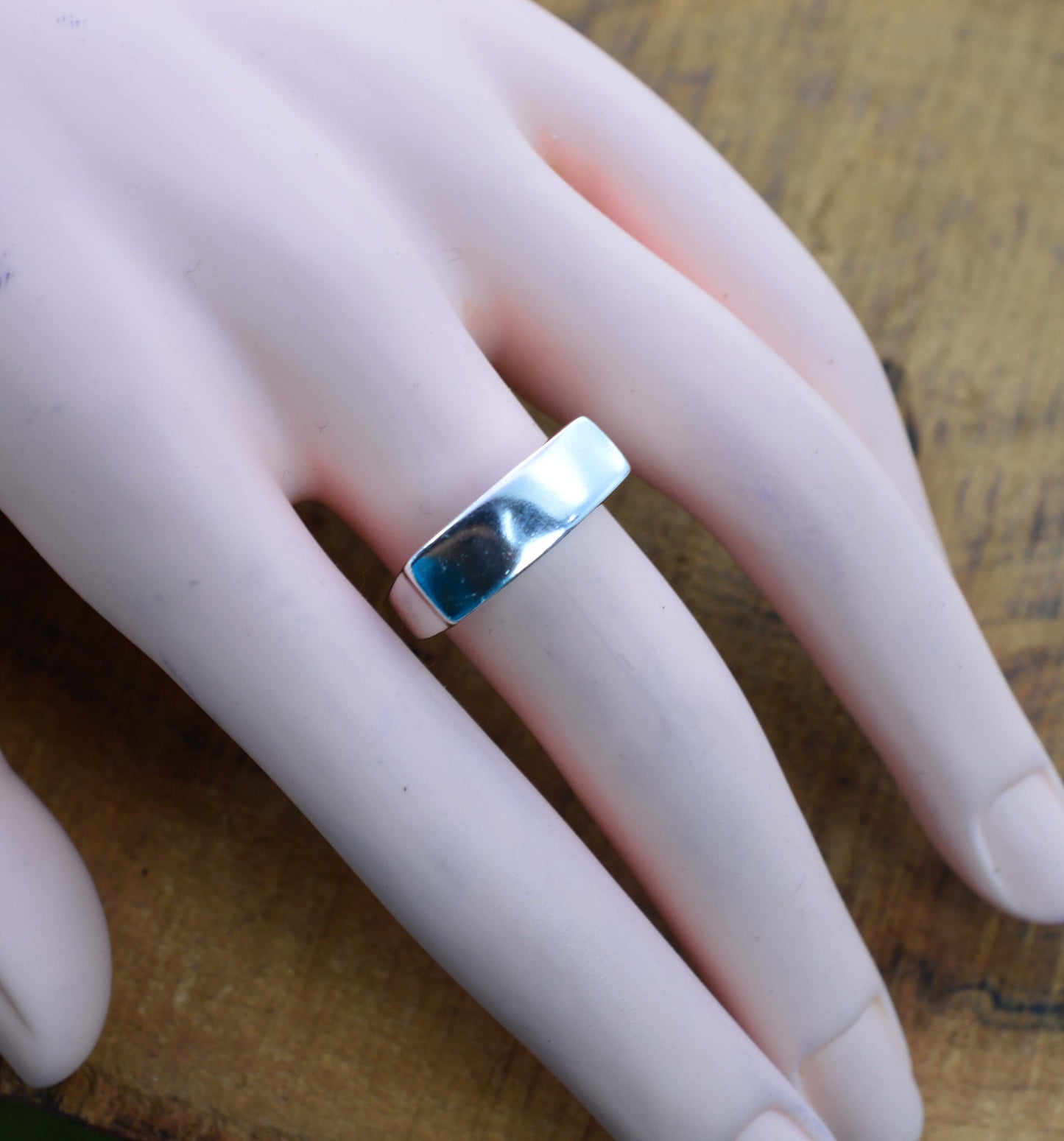 Plain 925 Sterling Silver Ring ~ Unisex Band Ring ~  Mens Jewellery ~ Rectangle Shape ~ Gift For Her