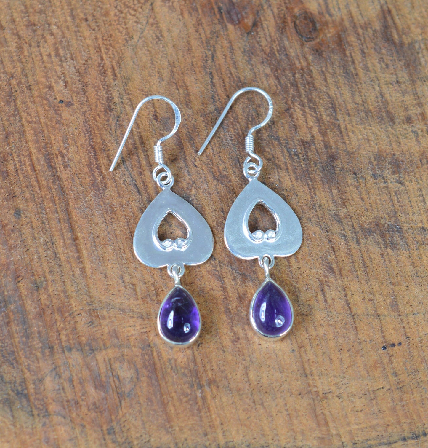 Purple Amethyst 925 Sterling Silver 1 PAIR Hook Earring