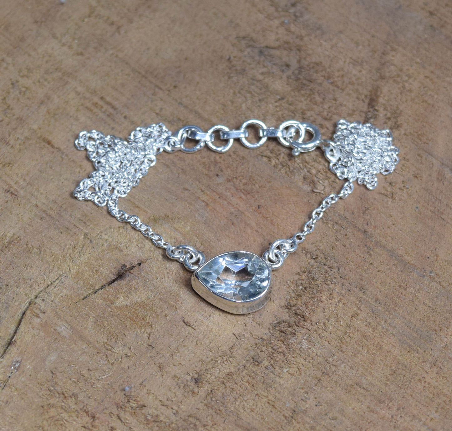 Cut Blue Topaz 925 Sterling Silver Gemstone Chain Necklace ~ November Month Birthstone ~ Natural Gemstone ~ Gift For Anniversary