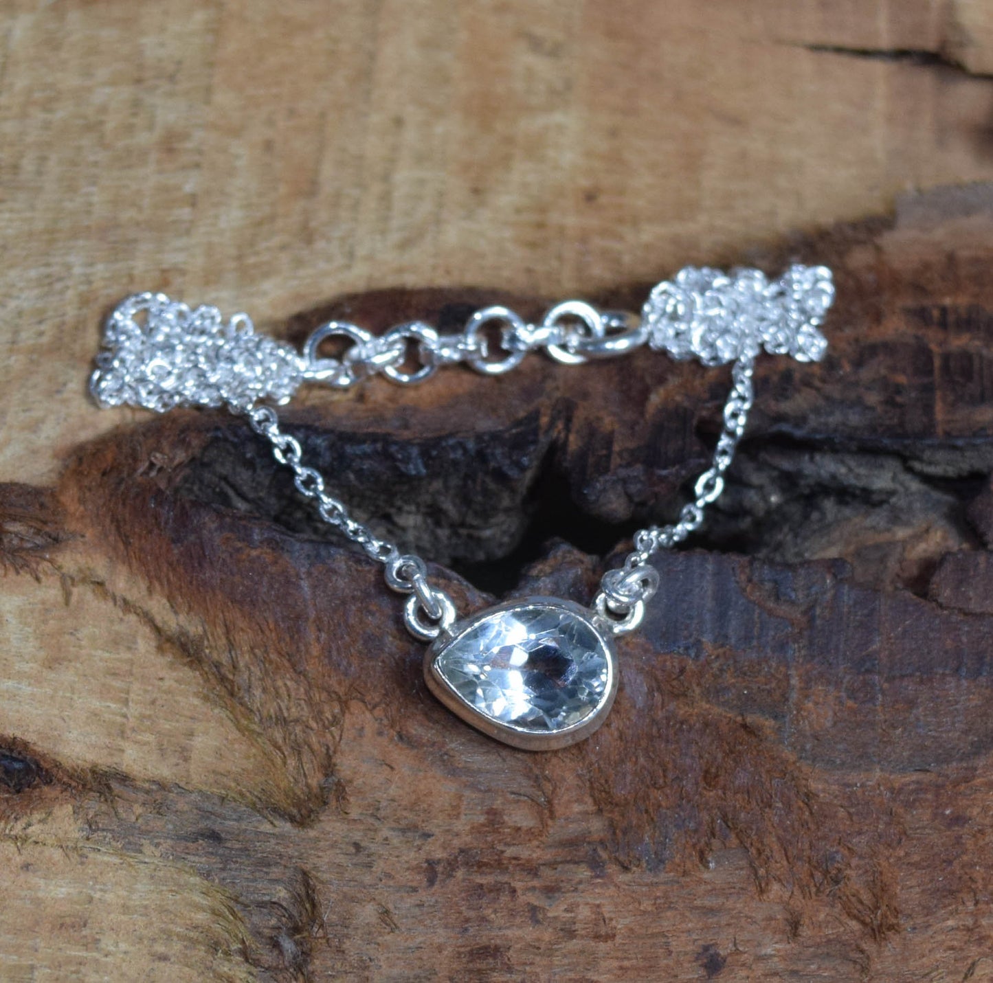 Cut Blue Topaz 925 Sterling Silver Gemstone Chain Necklace ~ November Month Birthstone ~ Natural Gemstone ~ Gift For Anniversary
