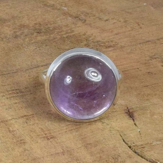 Purple Amethyst 925 Sterling Silver Natural Gemstone Round Shape Jewelry Ring ~ February Month Birthstone ~ Gift For Christmas