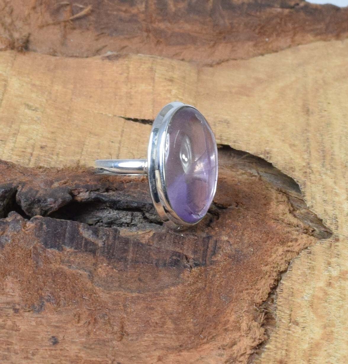 Purple Amethyst 925 Sterling Silver Natural Gemstone Oval Shape Jewelry Ring ~ February Month Birthstone ~ Gift For Christmas