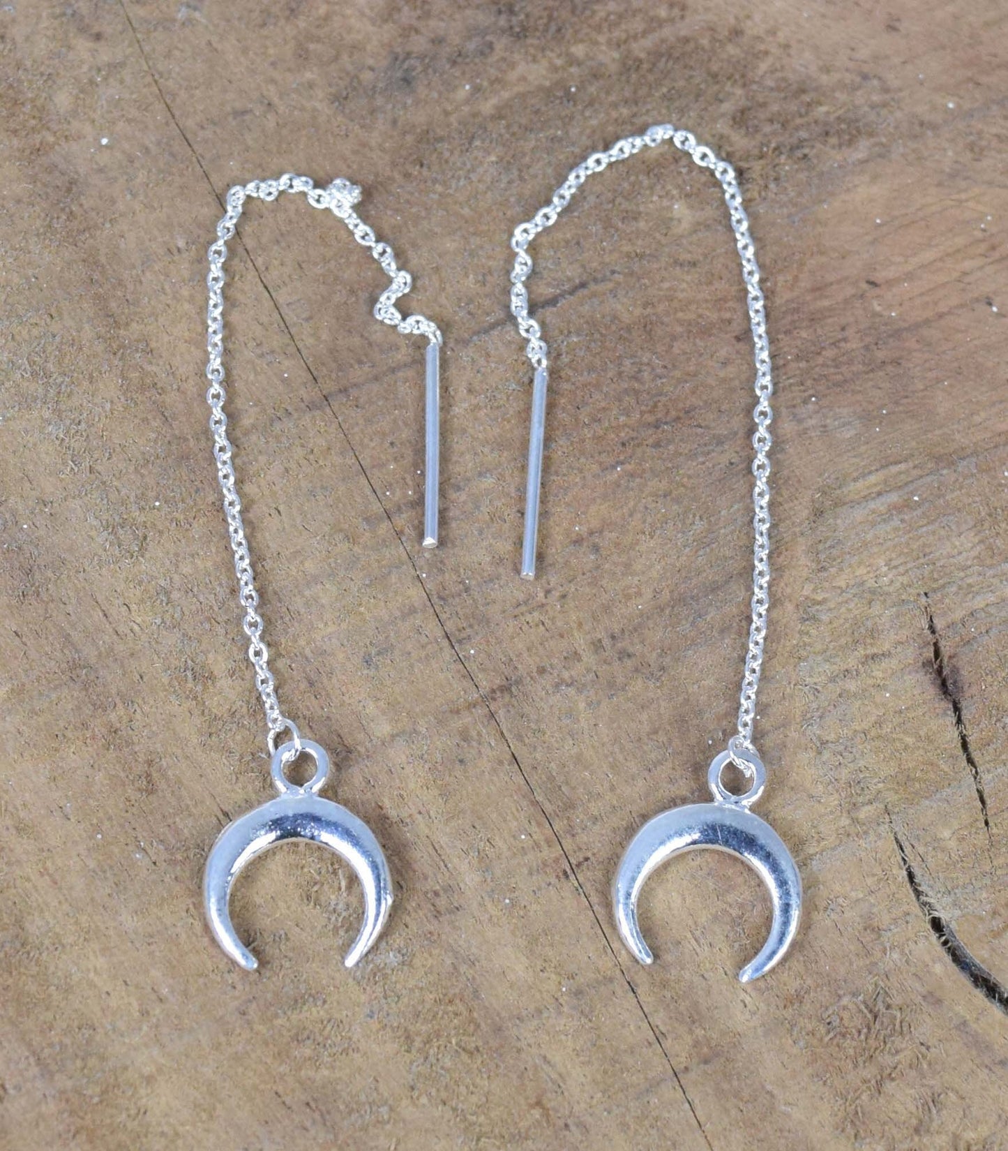 Silver Half Moon Long Bar 925 Sterling Silver Threader Earrings Jewelry ~ Handmade Jewelry ~ Designer Plain Long Earring ~ 1 Pair