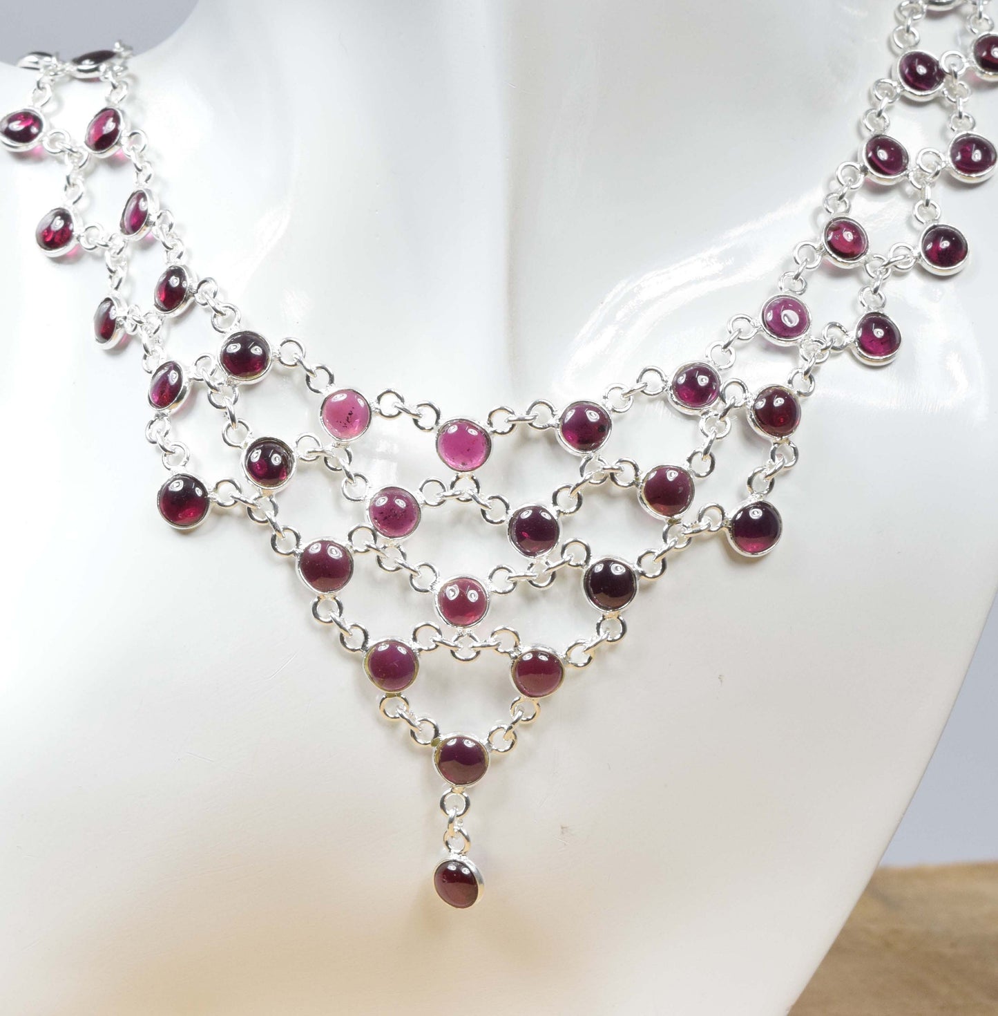 Red Garnet 925 Sterling Silver January Month Natural Gemstone Elegant Necklace ~ Designer Necklace ~ Handmade Jewelry ~ Gift For Christmas